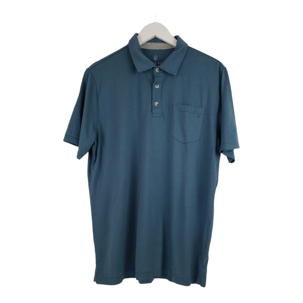 Free Fly Bamboo Blend Pocket Polo Shirt Size Large in Blue